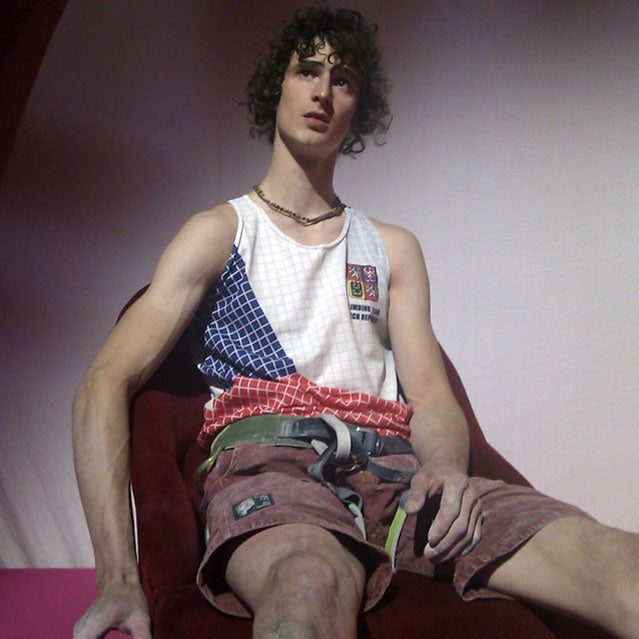 Adam Ondra rests at the 2012 World Climbing Championships in Paris.