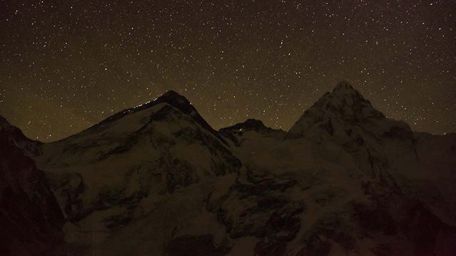 Lights on the North Col route on May 18, 2012.