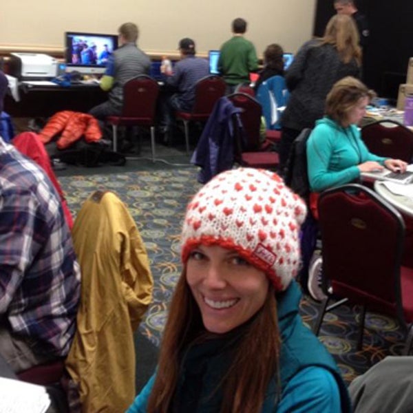Inside the media room at OR—bloggers, editors, and writers hard at work.