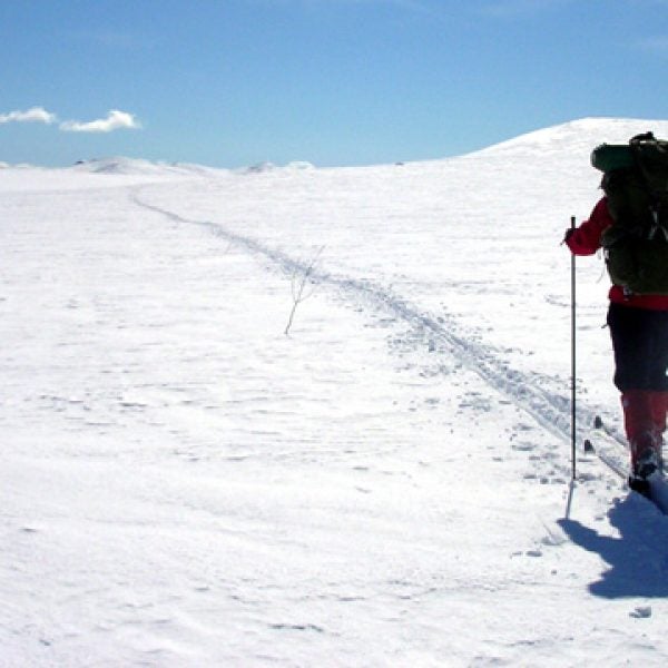 Spring ski touring on Hardangervidda, Norway.