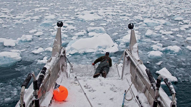 Lindquist stalks his prey on the icy sea.