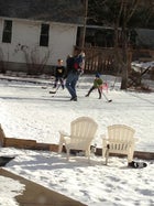 In action, baby in pack.