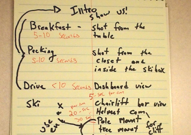 A rough outline for a POV adventure film.