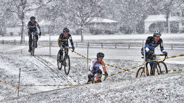 Riding in the snow requires special gear.