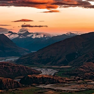 Central Otago Glendhu Bay High Country Mount Roy Mt. Aspiring Mt. Aspiring NP Mt. Roy New Zealand Otago Roy Peaks Wanaka alpine clouds hills lake mountains ridge scenic sunrise twilight view viewpoint vistas