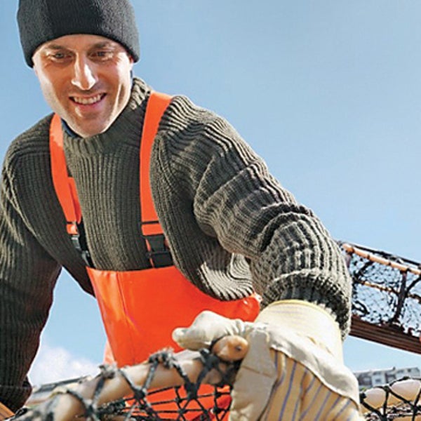30s adult 40s adult adult bending carrying Caucasian ethnicity clear sky clothing confidence cooperation copy space coworker daytime drudgery employee facial expression fishing boat fishing equipment half-length happiness lifting loading and unloading lobster trap male marine life gatherer men mid-adult middle-aged outdoors overworked people pride profile protection protective clothing satisfaction side view sky smiling standing teamwork togetherness travel traveling two two people view from below watercraft waterproof working lobster work boat jobs apply how to