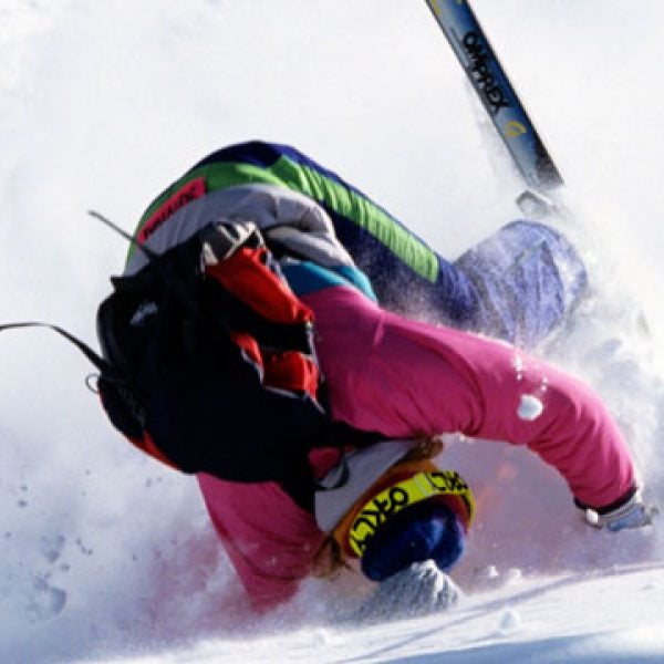 A skier crashing.