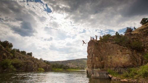 Cliffs Colorado Colorado river Float Fun High Jumping Pump House Radium Radium Hot Springs Rafting Rancho Del Rio Rocks Scramble Summer Woman