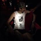 Matt Laye takes a break at the Rocky Raccoon 100 in Huntsville, Texas.