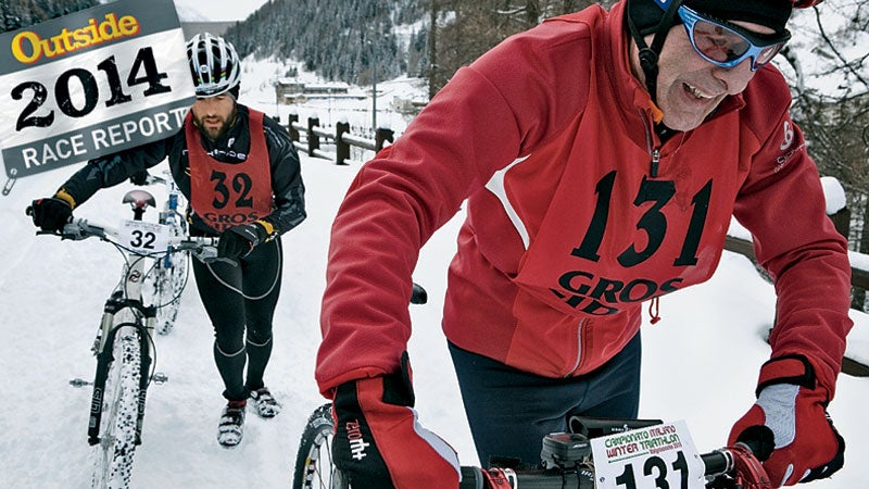 sports adventure iron man speciality mountain skiing athlete athletes fitness train training altitude strenght endurance practice competition race start jogging alps val d'aosta bicycle