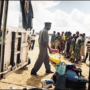 Packing up near the confluence of Lugenda and Ruvuma rivers.