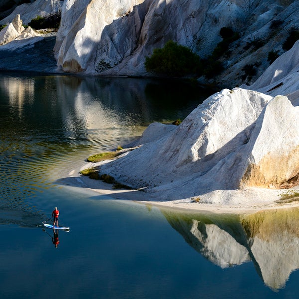 CMPhoto Chris McLennan Chris McLennan Photography New Zealand South Island landscape scenic blue lake st bathans saint bathans sup stand up paddleboard paddle reflection adventure