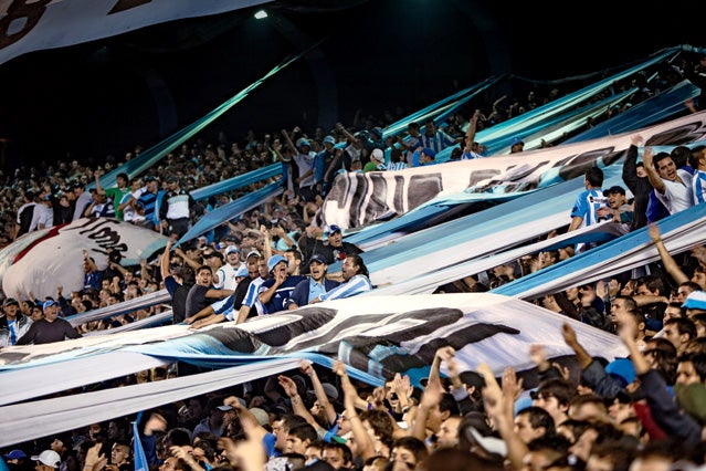 Fans of the team Racing at a Ma Buenos Aires.