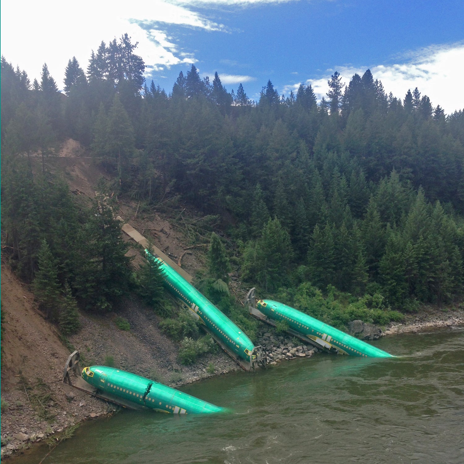Wiley E. Waters Josh Flanagan Missoula Montana Boeing Boeing 747 Boeing 737 train derailment Montana Rail Link Montana FWP Montana Fish Wildlife and Parks Christine Oschell Pat Saffel Clark Fork Alberton Gorge