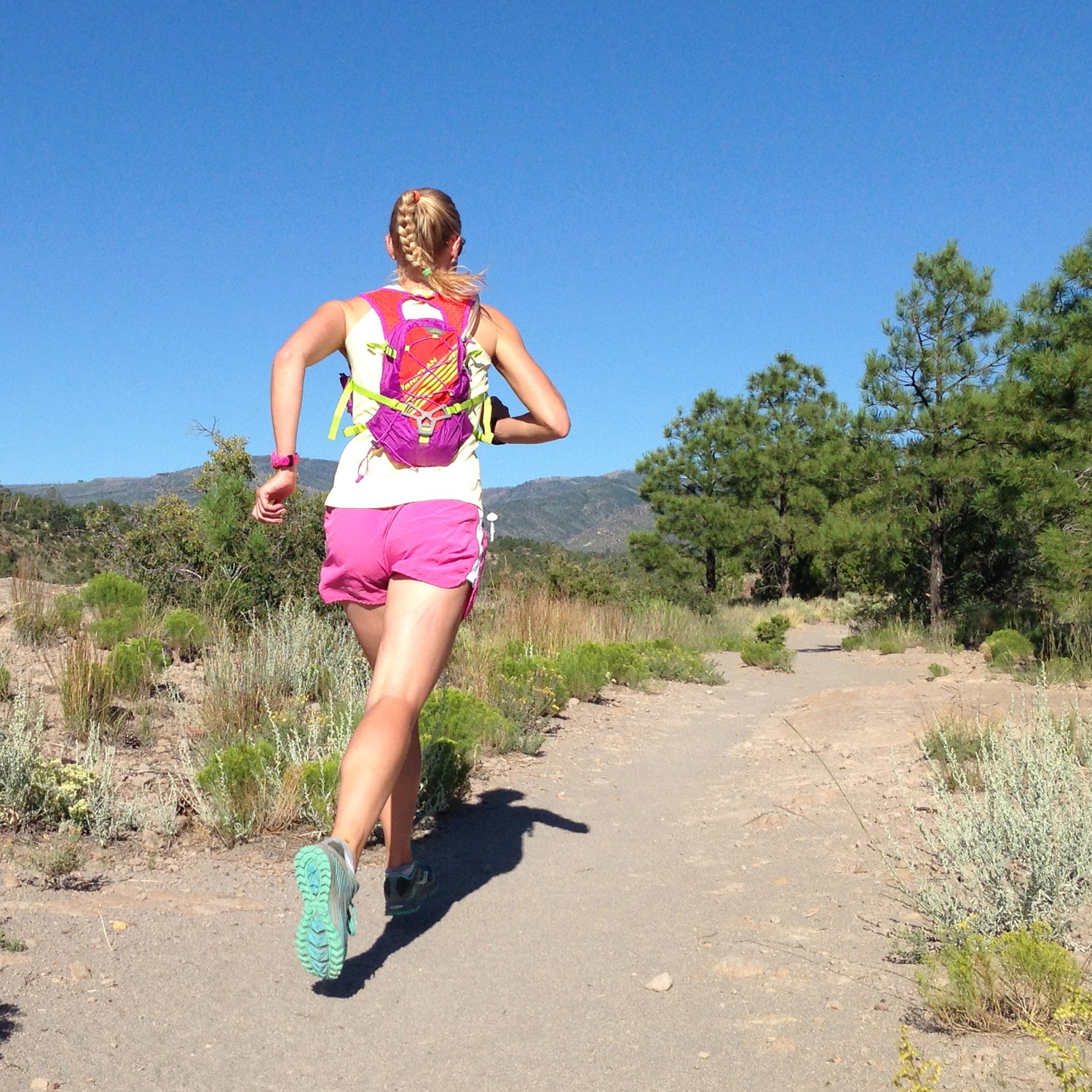 Nathan Sports Nathan Zeal hydration hydration pack endurance water bottle race vest outside outside magazine outside online hydration vest whitney dreier in stride body work hydration bladder Los Alamos New Mexico Trail Running Bayo Bench Trail