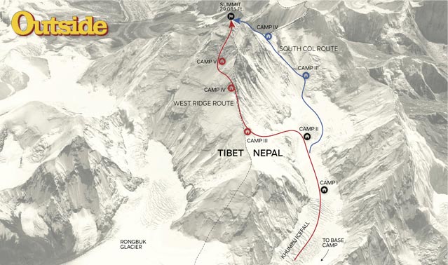 Everest West Ridge Route Map The West Ridge Route And Team Members - Outside Online