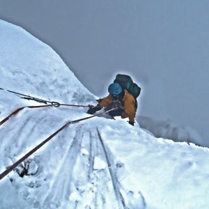 climber Number Three Gully Buttress Coire na Ciste Ben Nevis Lochaber Highland Scotland Bowline CC climbing