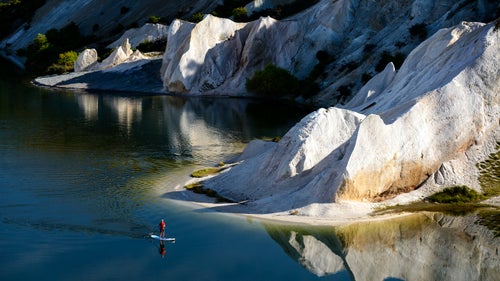 CMPhoto Chris McLennan Chris McLennan Photography New Zealand South Island landscape scenic blue lake st bathans saint bathans sup stand up paddleboard paddle reflection adventure OutsideOnline Viewfinder Travel