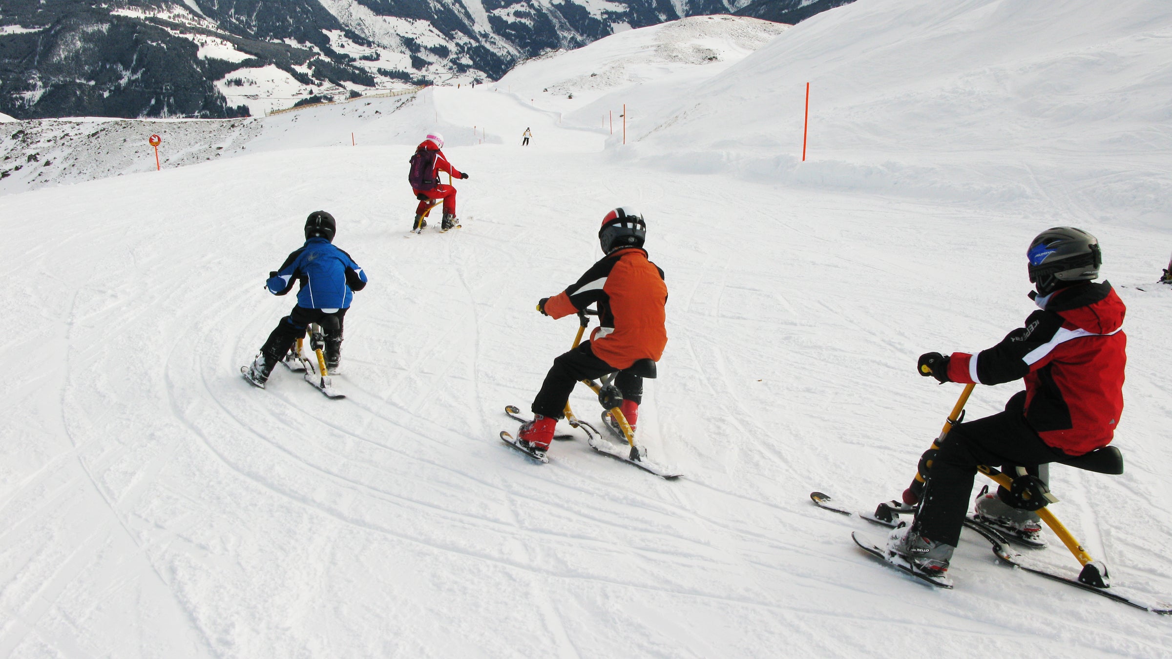 outside magazine outdoors slope tyrol austria skibob monoski teleski snow-skate ski board