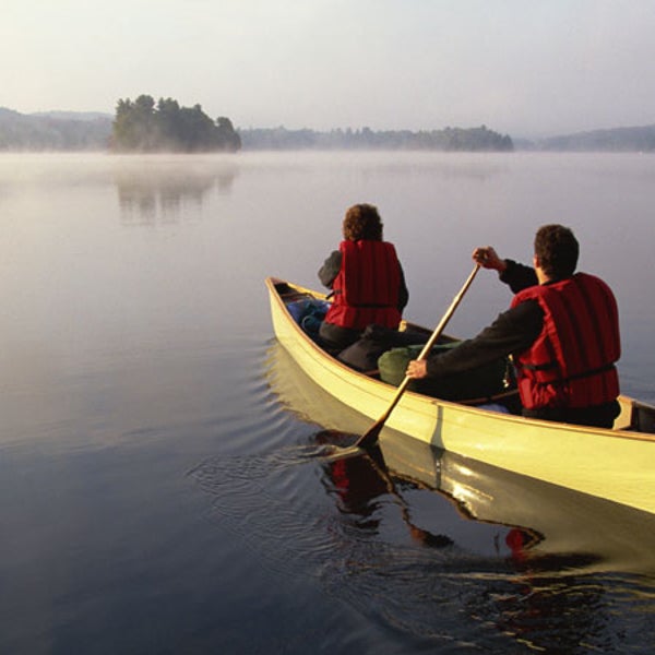 people canoeing lake what fun!