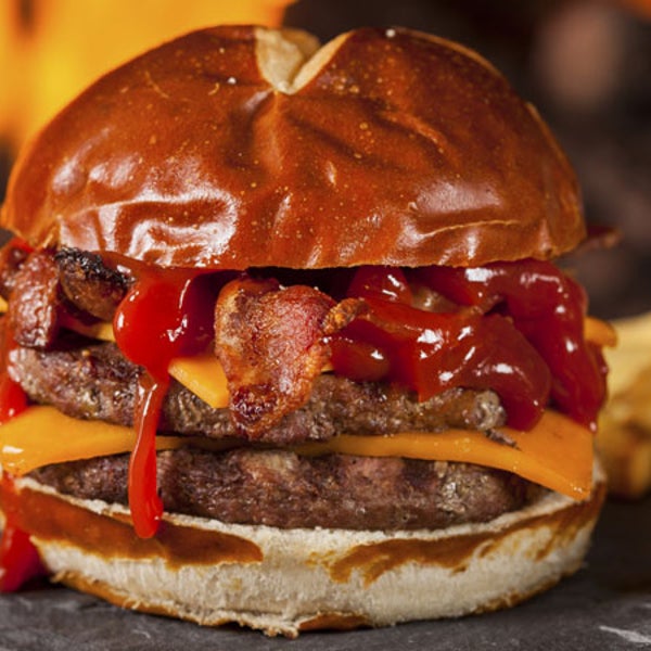 Unhealthy Homemade Barbecue Bacon Cheeseburger