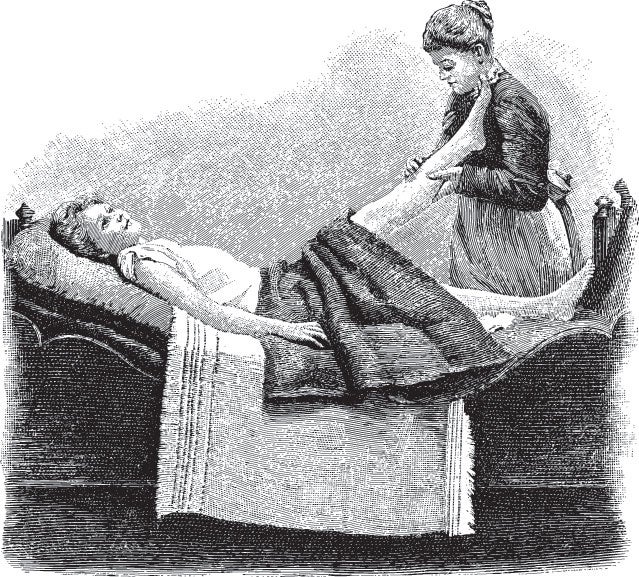 Woman back massage vintage illustration Die Frau als hausarztin