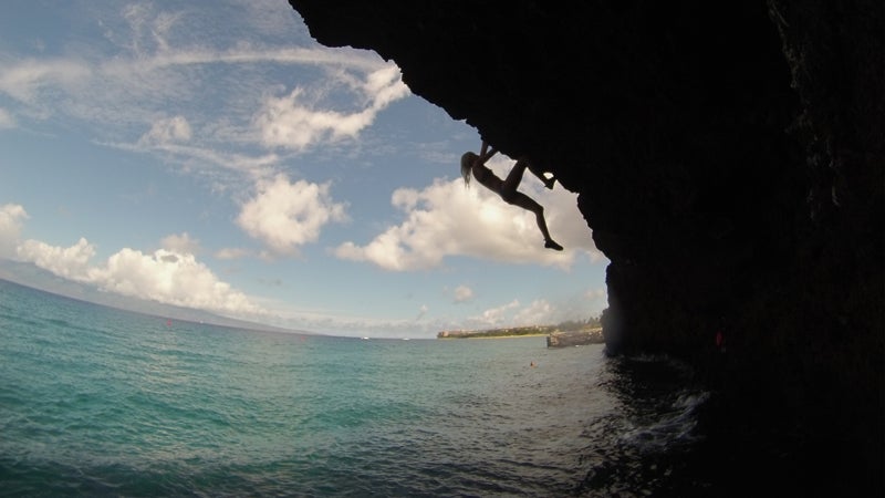 Sierra Blair-Coyle deep-water solos in TK beautiful place.