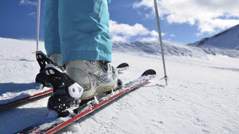 legs of alpine skier