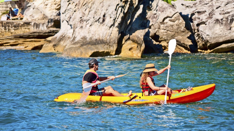 Kayaking in Sydney harbour.