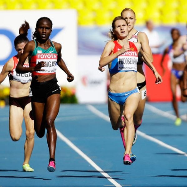 Mary Cain (far left) competes in a 1500-meter heat at the World Athletics Championships in Moscow on August 11, 2013. The 17-year-old announced today that she's turning pro.