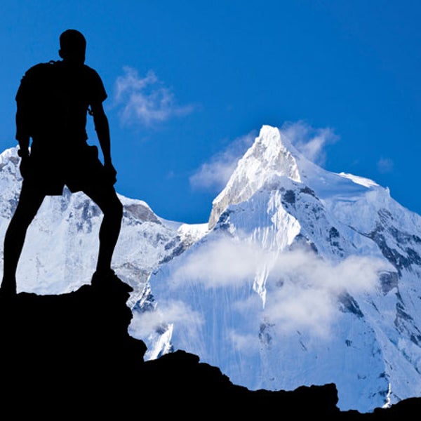 Hiker silhouette, Himalayas