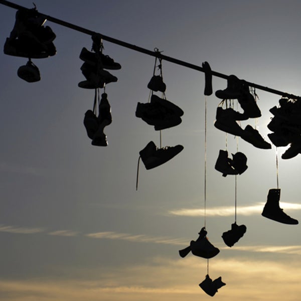 In the wake of the Boston Marathon Bombing, shoes were left at the finish line to honor those injured.