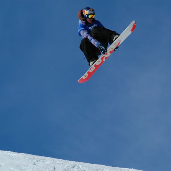Marie-France Roy of Canada catches some air on the slopestlye course at the Winter X games.