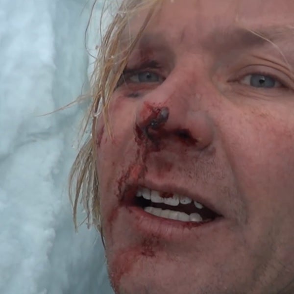 OutsideOnline climber crevasse fall 70-foot broken bones ribs dislocated shoulder Mount Himlung Himalayal mountaineer climate scientist Dr doctor John All Nepal video footage recorded YouTube upload rescued rescue helicopter
