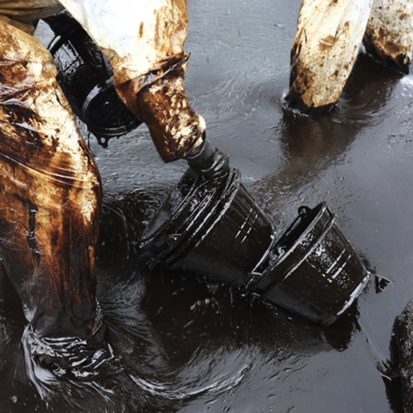 Environmental cleanup crews were stuck with a sticky problem early Thursday morning. outside online crude oil oil slick oil spill glendale california sunoco atwater geiser knee deep vacuum power wash
