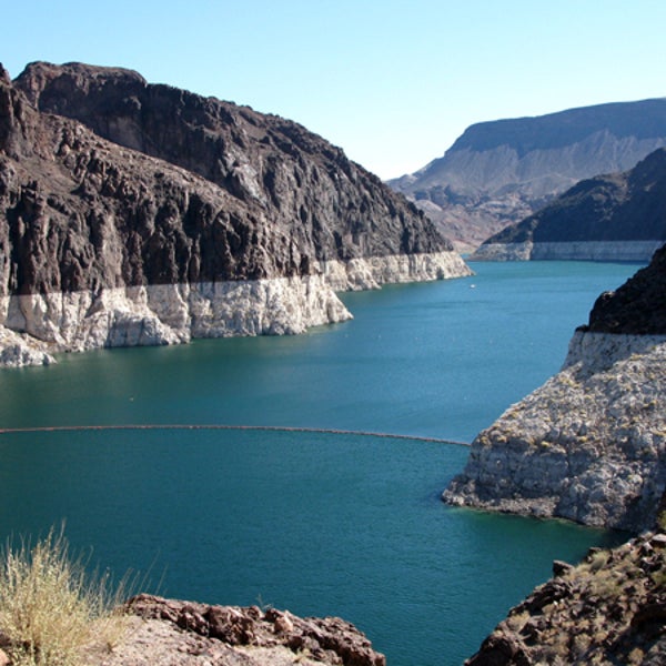 The white bath tub rings around Lake Mead are tell-tale signs of trouble.