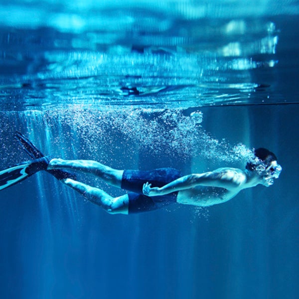 underwater diver isolated on blue background diving water sea ocean snorkel snorkeling man outside outside online outside magazine