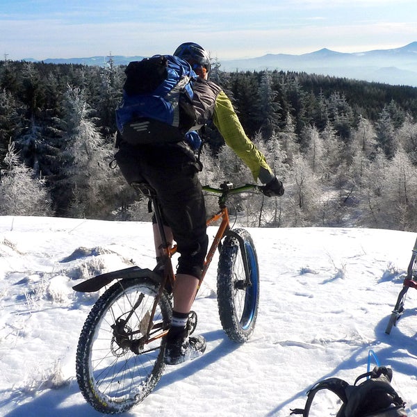mountain bike national forest snow biking
