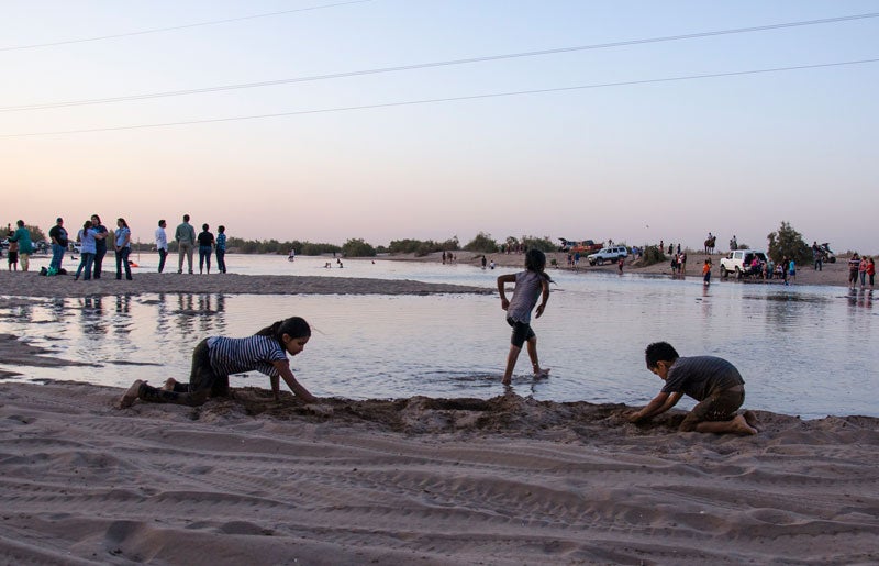 The Colorado River Delta in San Luis, Mexico, inches its way south - the first time in years.