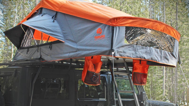 treeline outdoors rooftop tent gear camping outside