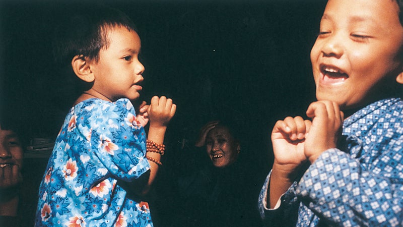 Two of Babu's six daughters—T 2 and Nima 4—in Kathmandu.