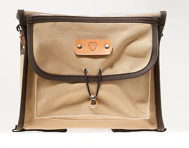 Acorn’s canvas-and-leather Boxy Rando Bag ($209), a classic randonneuring design, sits on a small front rack, is easily removed for carrying with an optional strap ($11), and will keep your stuff dry in all but the soppingest downpours.
