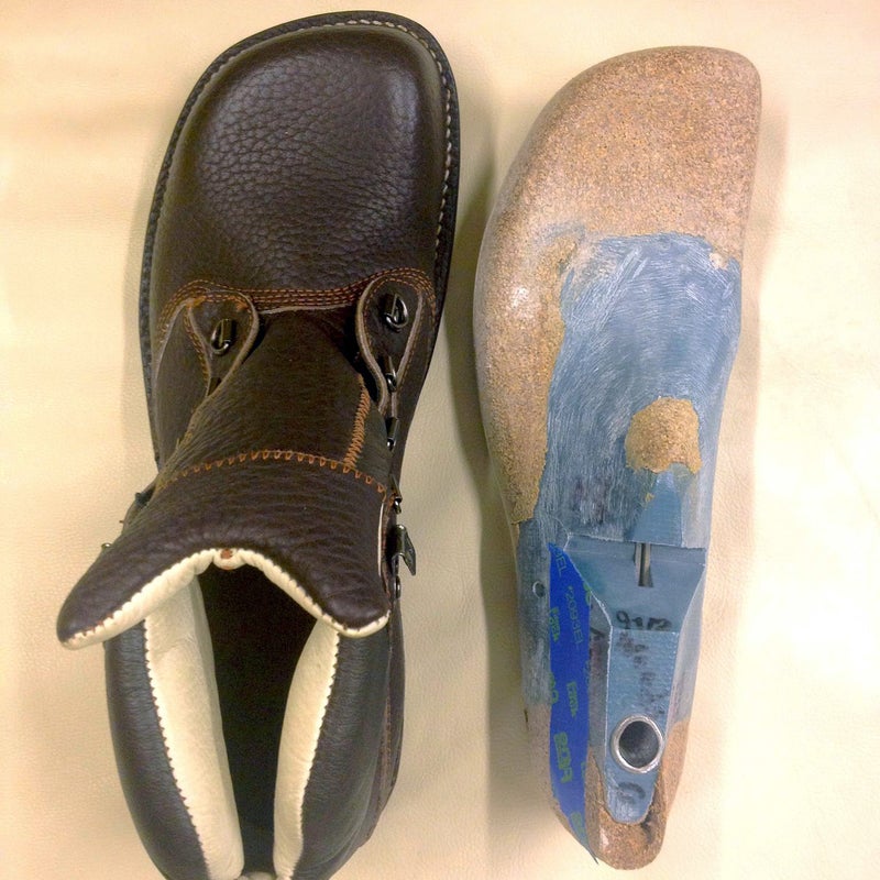 Boots Produced Per Year: 110 pairs
Alex Kovalenko grew up in Ukraine where everyone in his family made shoes. When the family moved to the U.S. in 1998, Kovalenko found work as a bootmaker for Esatto, a company he now owns. (He’s one of three employees.)
“Our number-one priority is that our boots make your feet happy,” says Kovalenko, who spends about 40 hours making each pair. The shoes are then priced as high as $899.
How can you tell the difference between a good boot and a great one? Kovalenko says you must look at the color. Generally, the darker the leather, the higher the quality, he says. Esatto uses Krymp leather from Norway, where the cows eat organic grass, says Kovalenko. “That results in thick leather that feels soft against your feet.”
From $640, esatto.biz