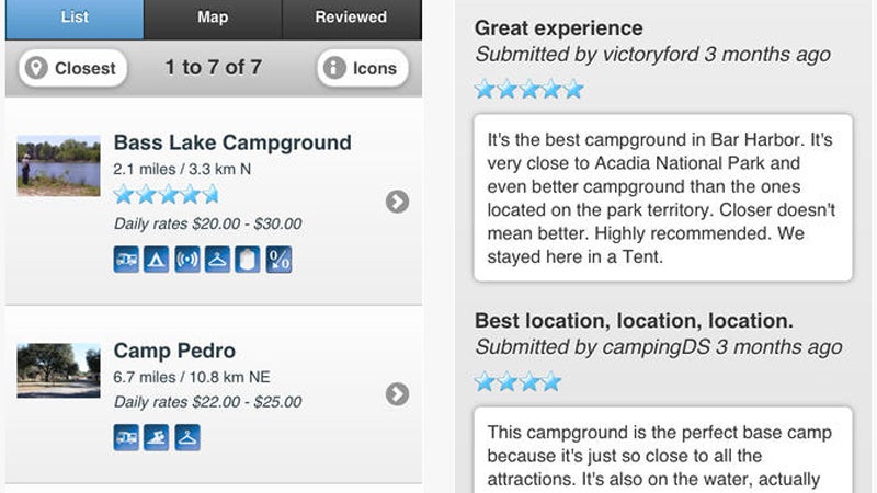 OutsideOnline best apps Smartphone summer camping trip woods connected grid stay no service off grid Camp Finder $2.99